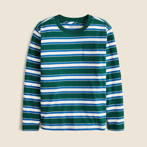 Kids' long-sleeve striped tee in broken-in-jersey