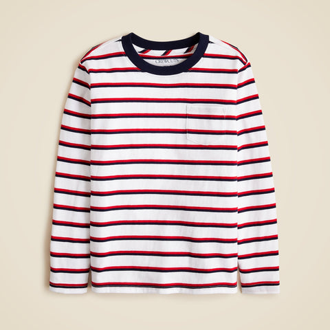 Kids' long-sleeve striped tee in broken-in-jersey