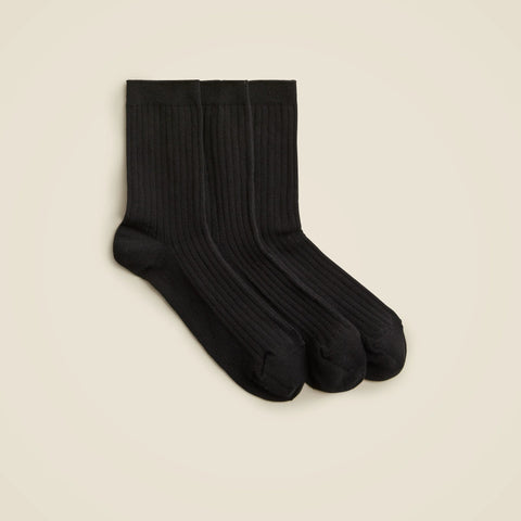 Ribbed cotton bootie socks three-pack