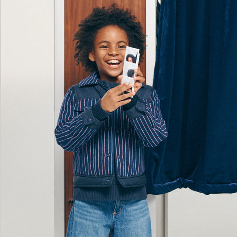 Kids' faux-wool jacket in pinstripe