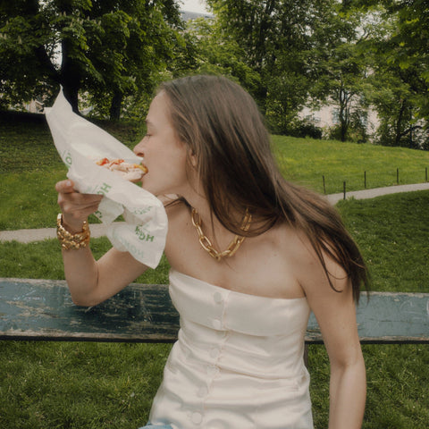 Anna October© X J.Crew corset top in stretch satin