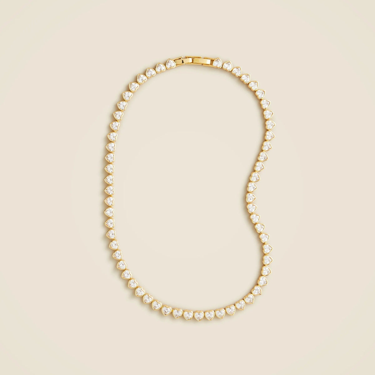 Heart cubic zirconia bezel-set tennis necklace