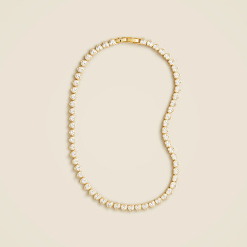Heart cubic zirconia bezel-set tennis necklace