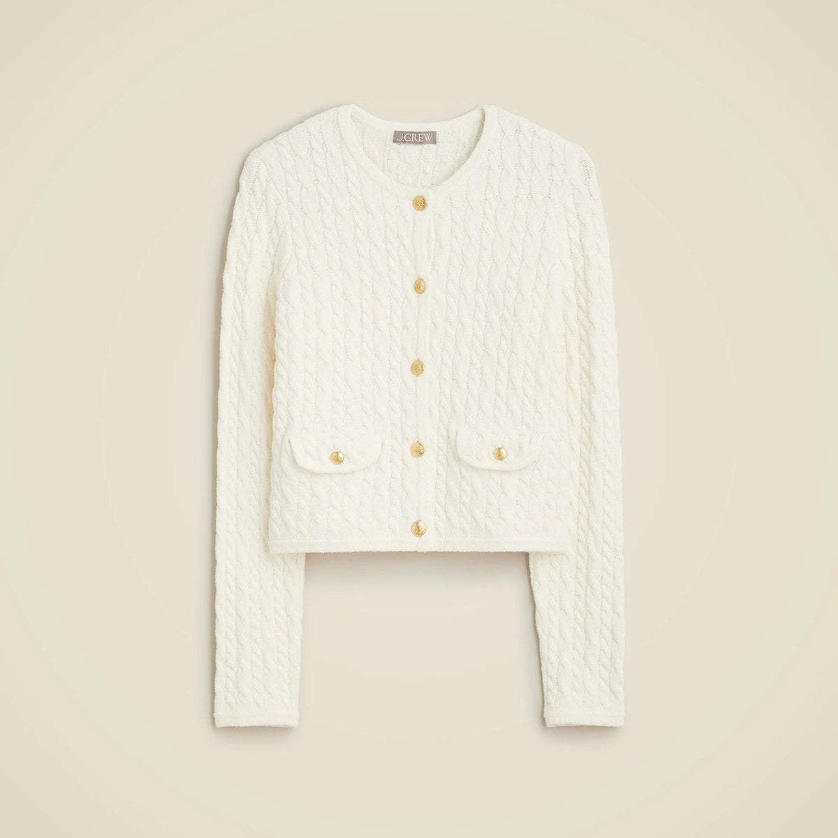 Odette cable-knit sweater lady jacket in cotton-blend bouclé