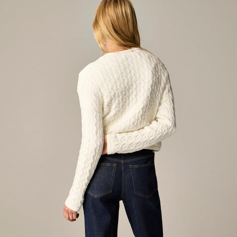 Odette cable-knit sweater lady jacket in cotton-blend bouclé