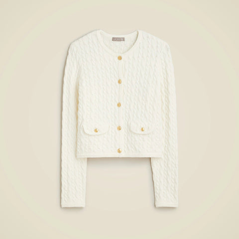 Odette cable-knit sweater lady jacket in cotton-blend bouclé