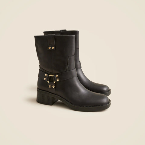 Moto ankle boots in distressed leather