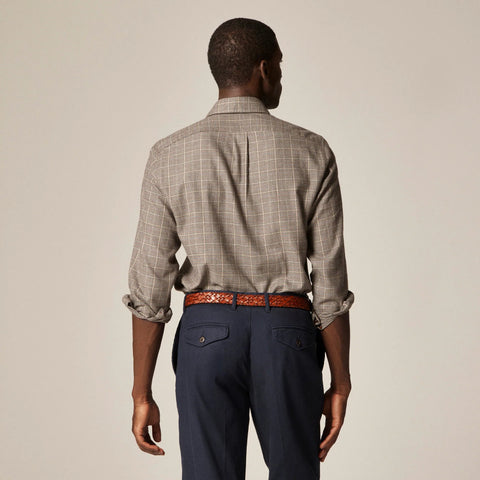 Cotton-cashmere blend shirt in check