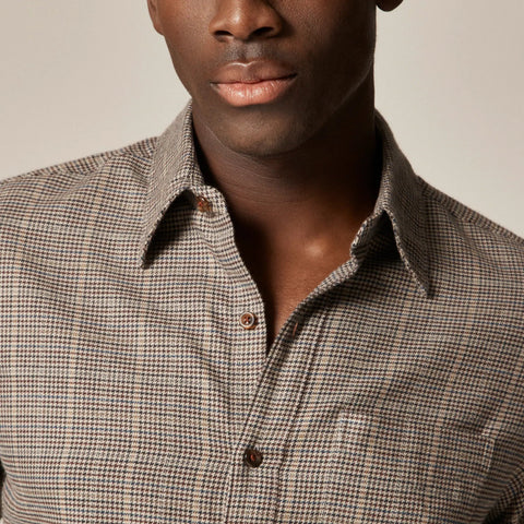 Cotton-cashmere blend shirt in check