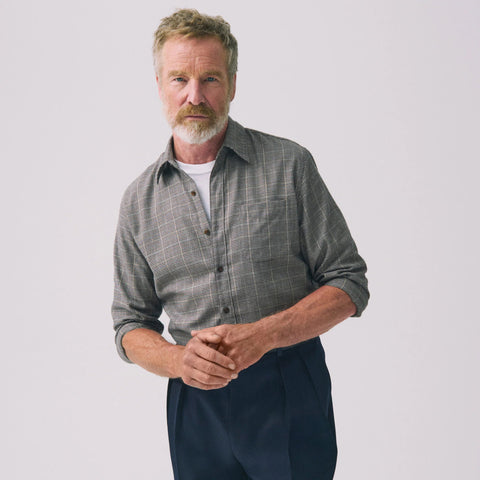 Cotton-cashmere blend shirt in check