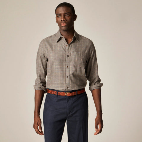 Cotton-cashmere blend shirt in check