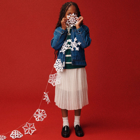 Girls' pleated midi skirt in tulle