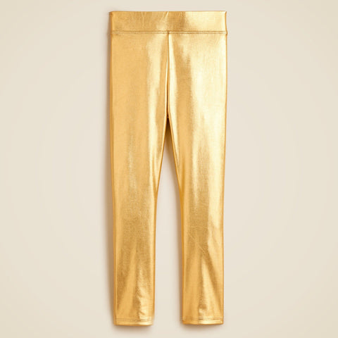 Girls' metallic faux-leather leggings