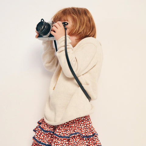 Girls' tiered mini skirt in heart-print voile