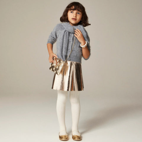Girls' pleated pull-on skirt in metallic