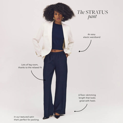 Stratus pant in textured satin