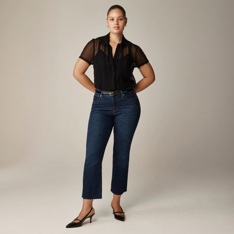 Mid-rise kickout jean