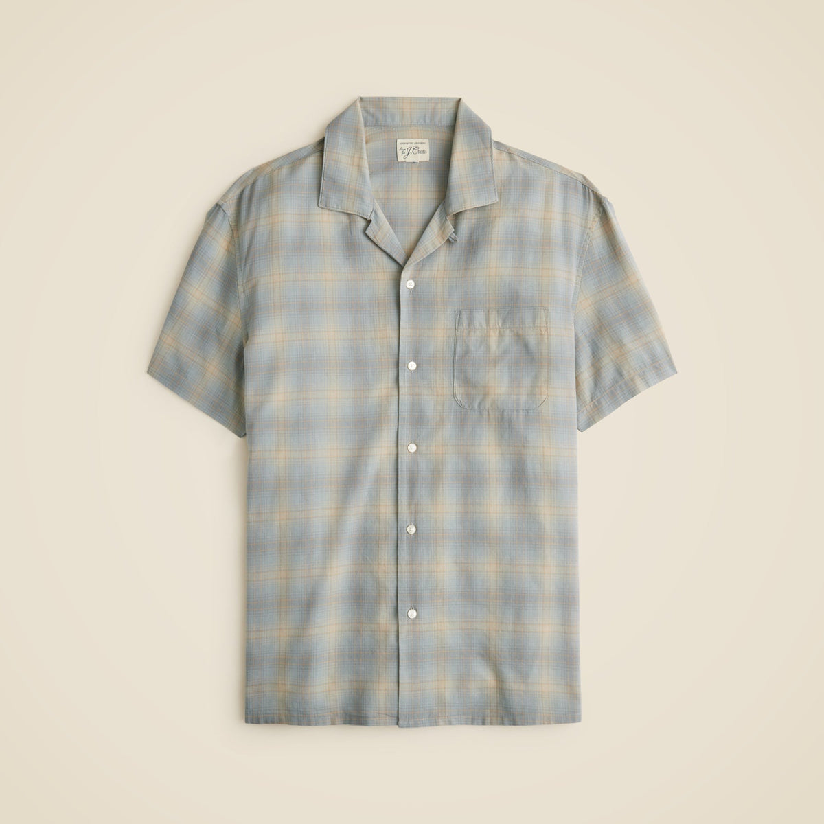 Short-sleeve cotton gauze camp-collar shirt