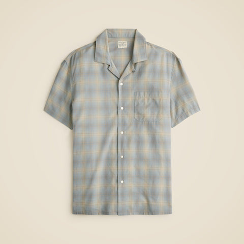 Short-sleeve cotton gauze camp-collar shirt