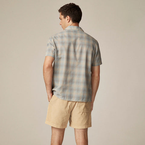 Short-sleeve cotton gauze camp-collar shirt