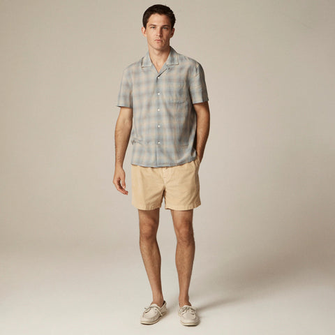 Short-sleeve cotton gauze camp-collar shirt