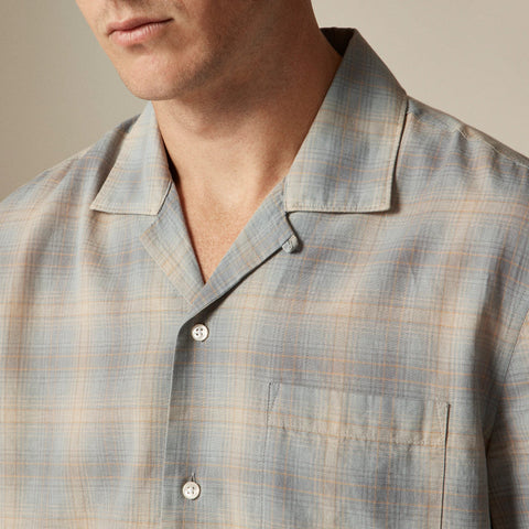 Short-sleeve cotton gauze camp-collar shirt