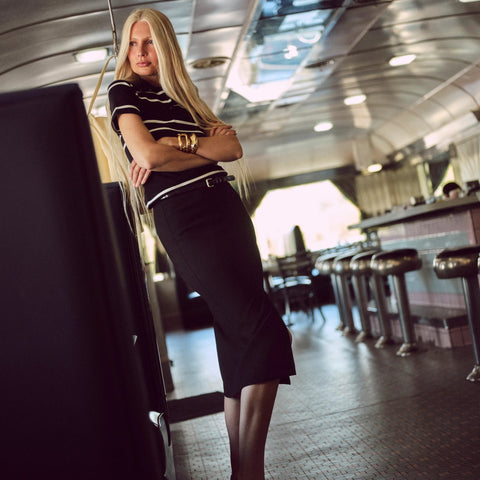 Pencil midi skirt in four-season stretch