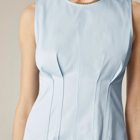 Pintuck midi dress in stretch twill