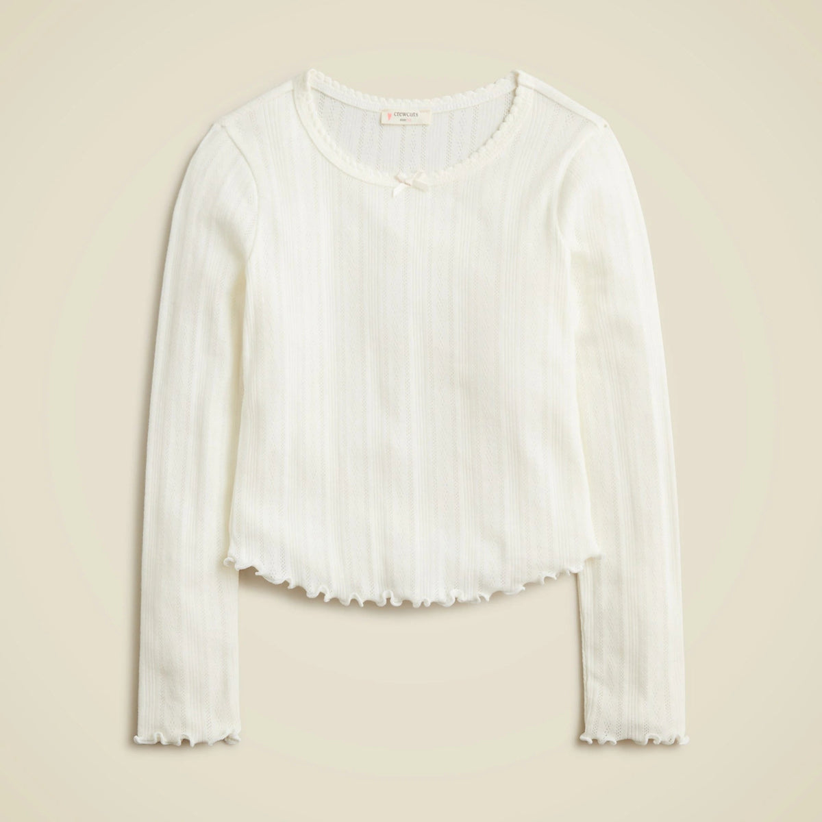Girls' long-sleeve pointelle-knit T-shirt