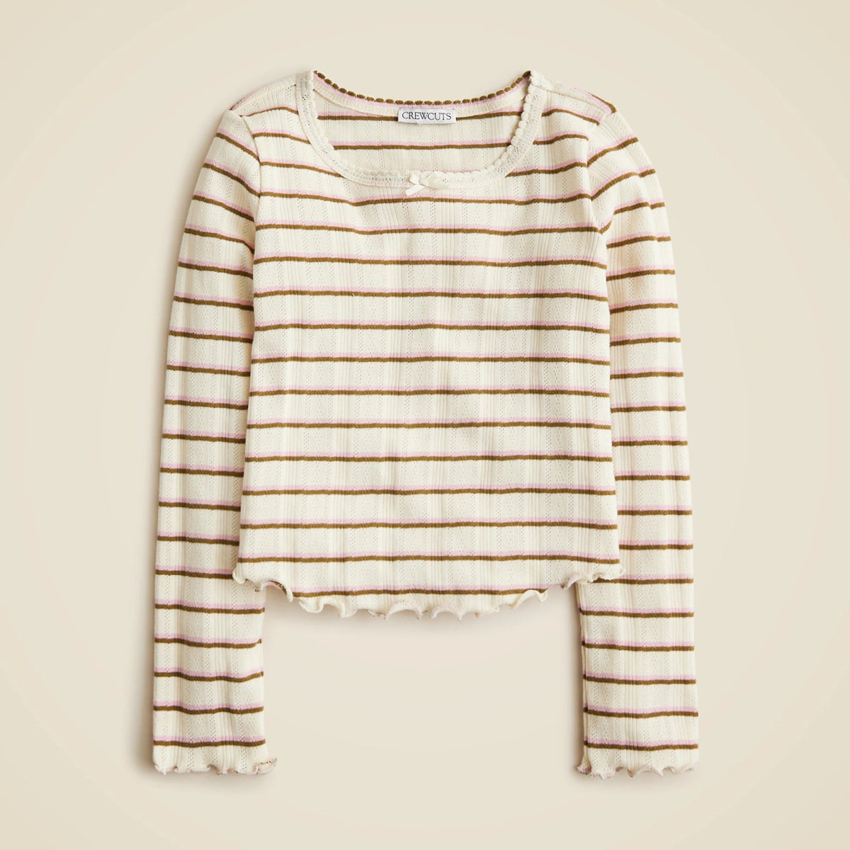 Girls' long-sleeve pointelle-knit T-shirt