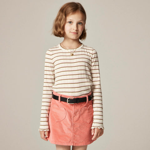 Girls' long-sleeve pointelle-knit T-shirt