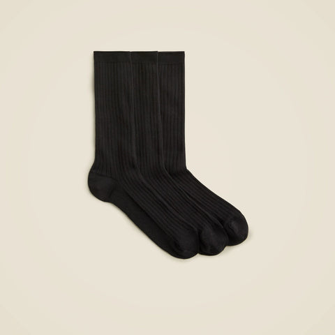Ribbed cotton trouser socks three-pack