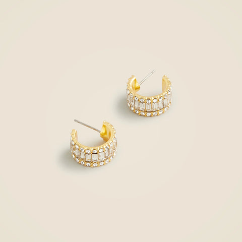 Baguette cubic zirconia hoop earrings