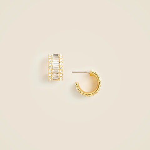 Baguette cubic zirconia hoop earrings