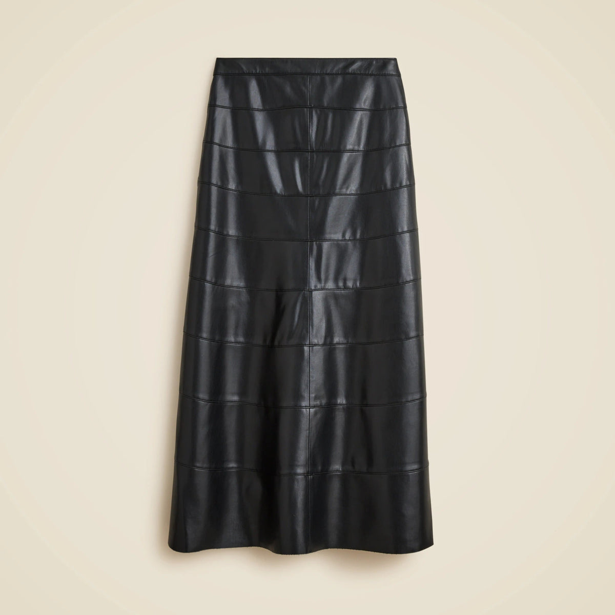 Seamed circle skirt in faux leather