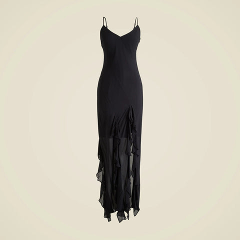 Ruffle slip dress in chiffon