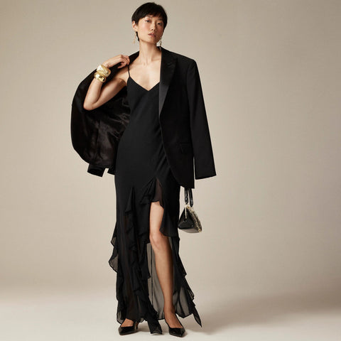 Ruffle slip dress in chiffon