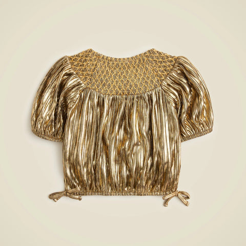 Girls' smocked metallic top