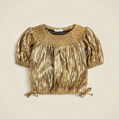 Girls' smocked metallic top