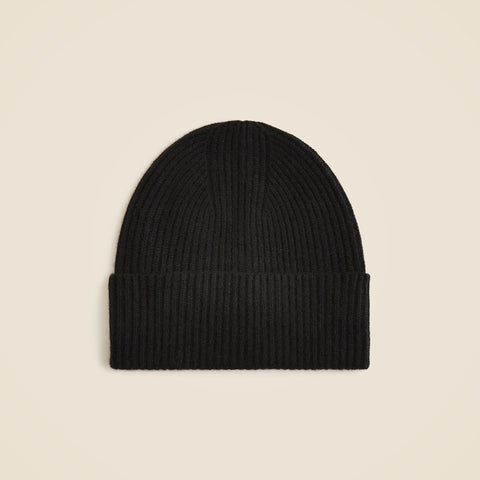Ribbed cashmere beanie