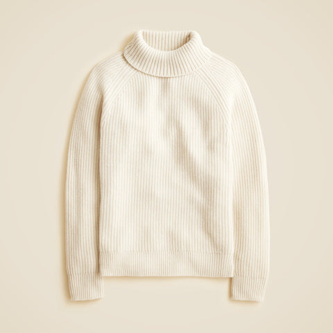 Midweight cashmere ribbed raglan-sleeve turtleneck sweater