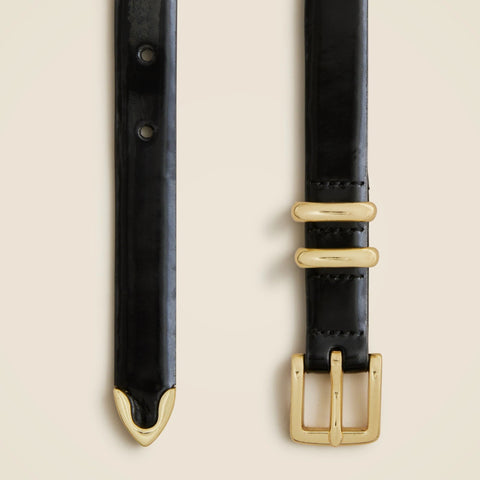 Thin spazzolato Italian leather belt
