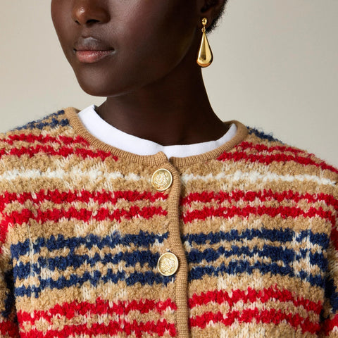 Sweater lady jacket in plaid bouclé yarn