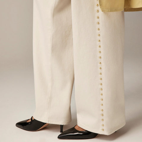 Studded lower-rise wide-leg jean in 1984 rigid