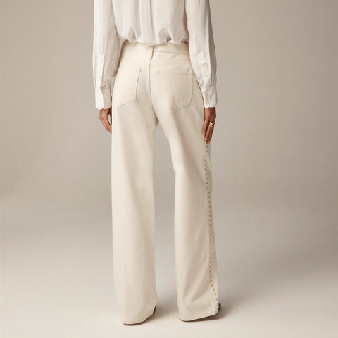 Studded lower-rise wide-leg jean in 1984 rigid