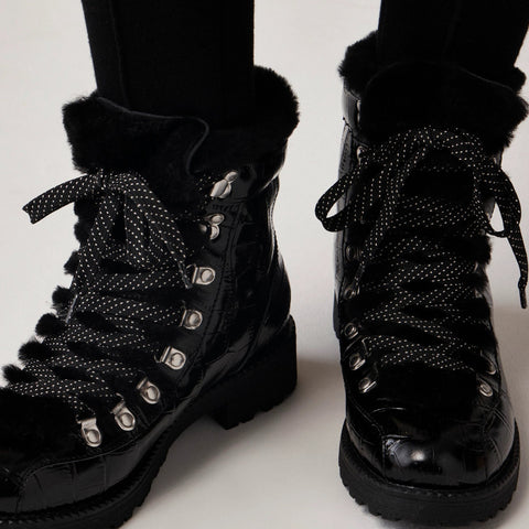 New Nordic boots in croc-embossed leather