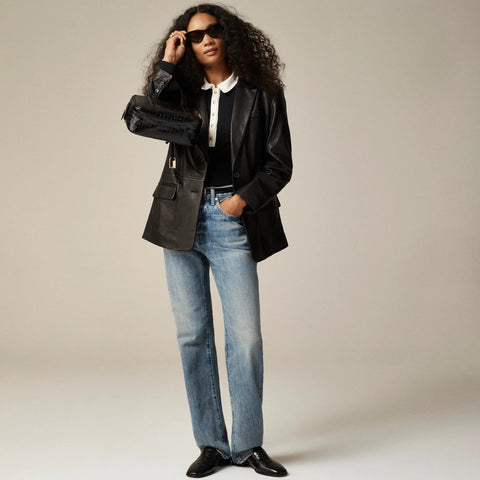 Refined rib long-sleeve polo shirt