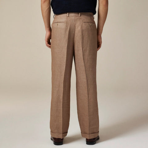 Big-fit pleated suit pant in Italian linen