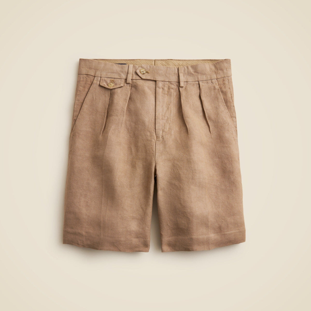 Big-fit pleated suit short in Italian linen