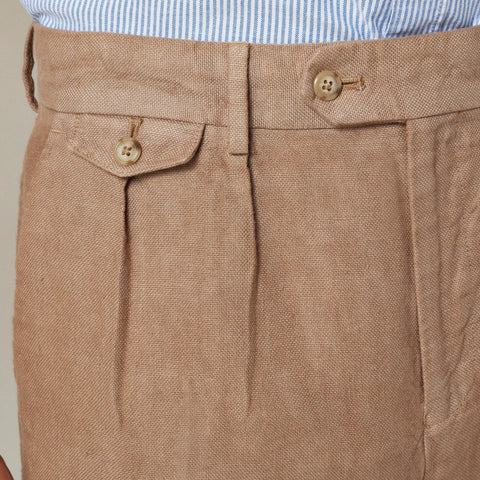 Big-fit pleated suit short in Italian linen